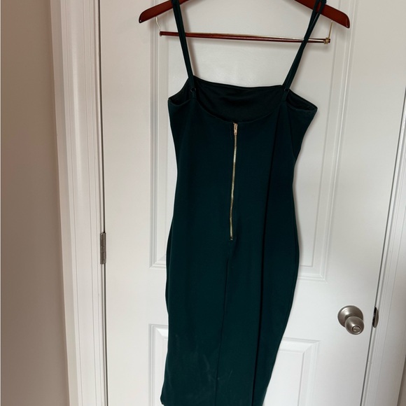 Lulu's Green Sheath Midi Dress Spaghetti Strap Cocktail - Picture 3 of 4